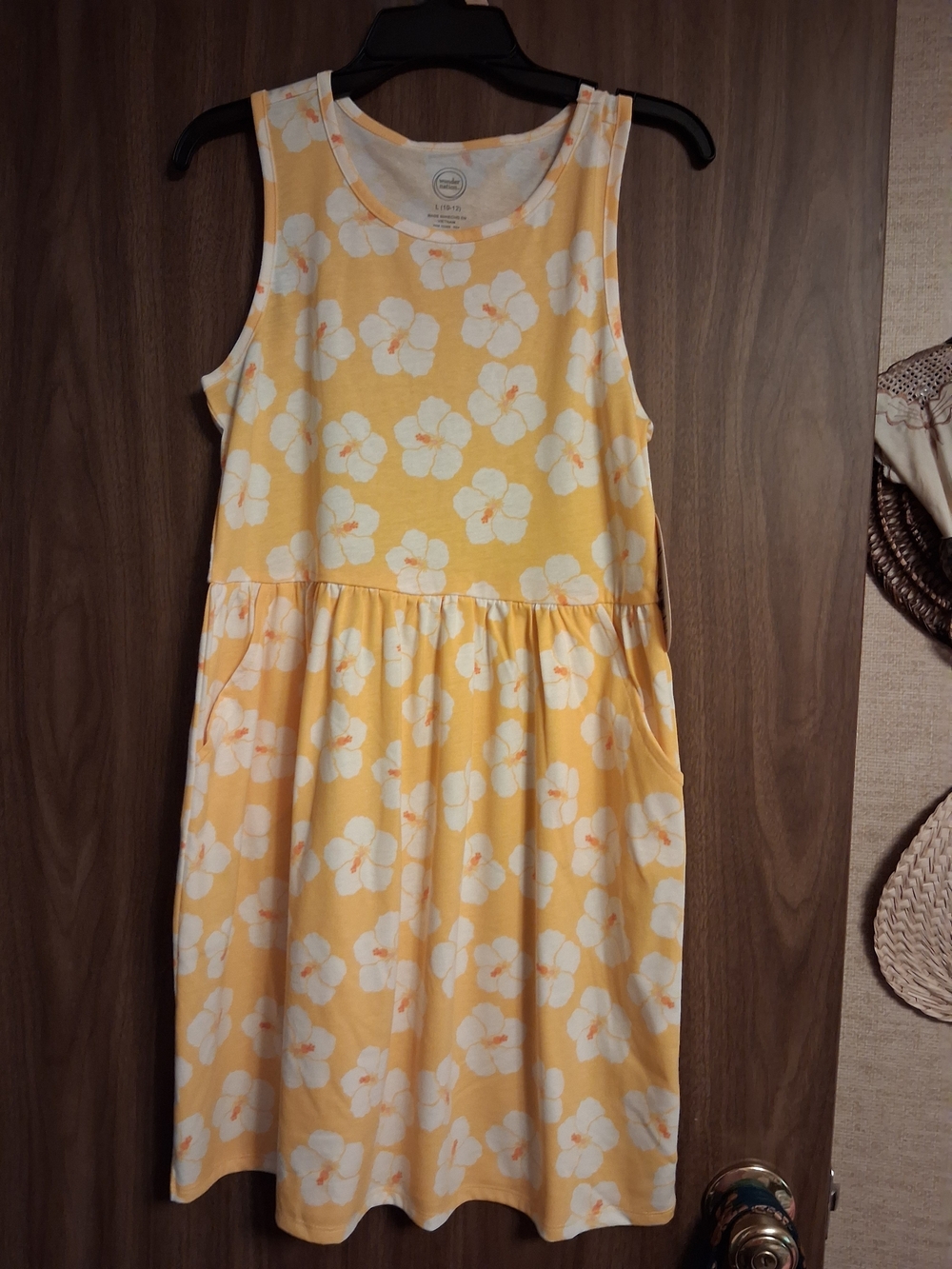 wonder nation Yellow Floral Tank Dress with Pockets